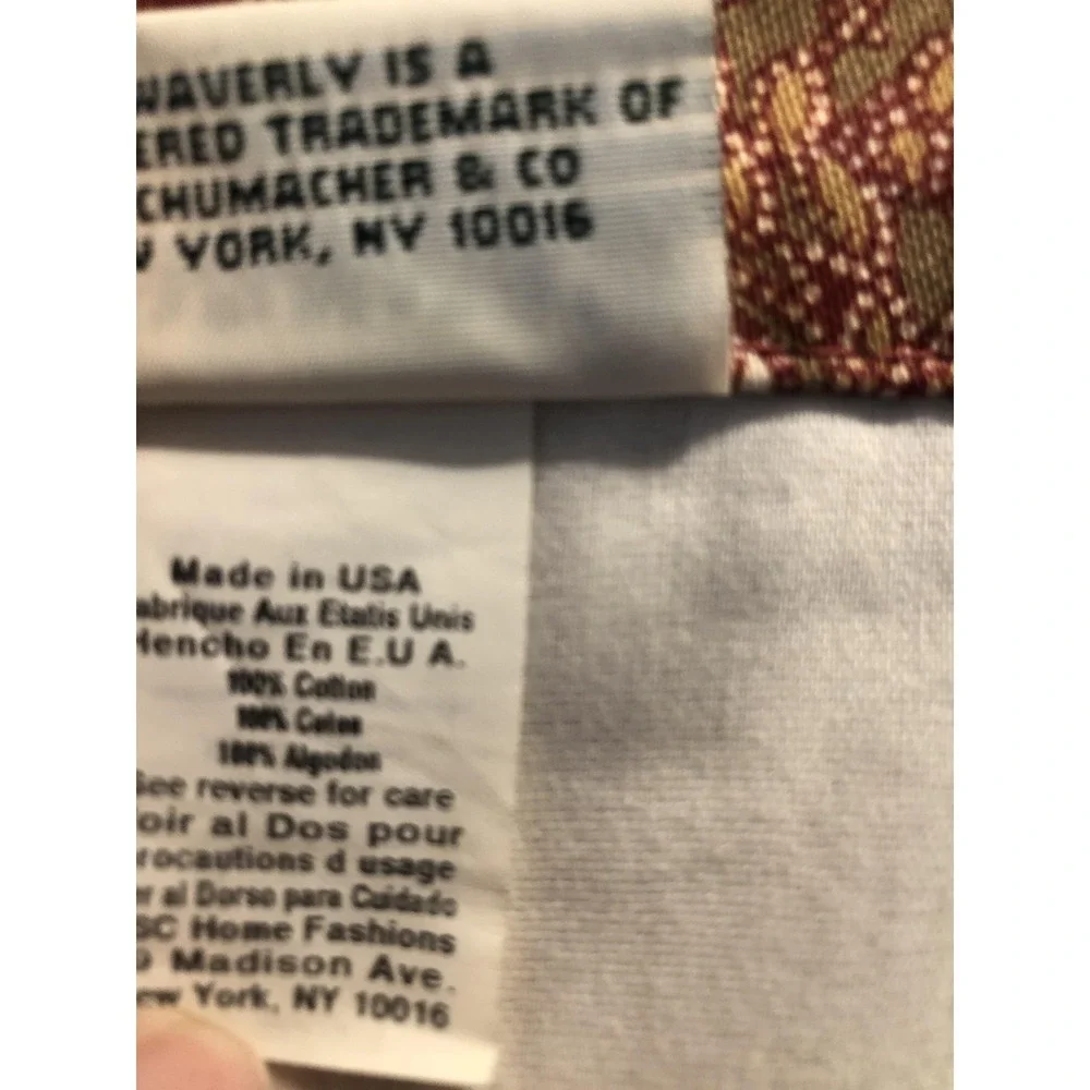 Waverly Swag Valance Pair Of 2 Red Paisley Country Lined Cotton USA Window 48x10